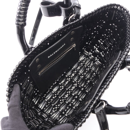 BISTRO XS ビストロ バスケットバッグ 2WAY ハンドバッグ トートバッグ レザー ブラック バレンシアガ