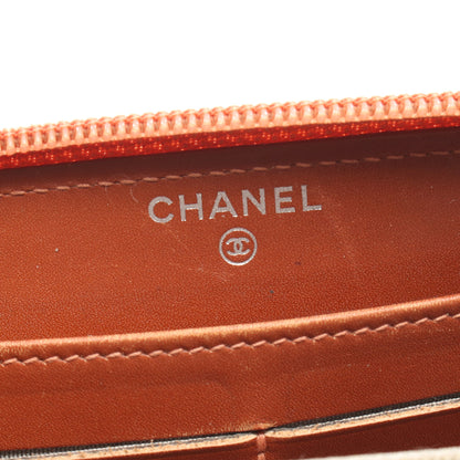 ココマーク ラウンドファスナー長財布 キャビアスキン コーラルオレンジ シルバー金具 シャネル