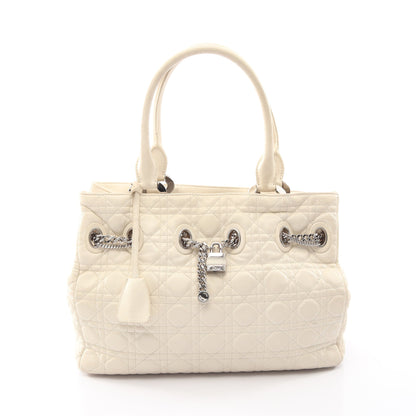 LADY DIOR レディディオール カナージュ ハンドバッグ トートバッグ レザー ホワイト クリスチャンディオール