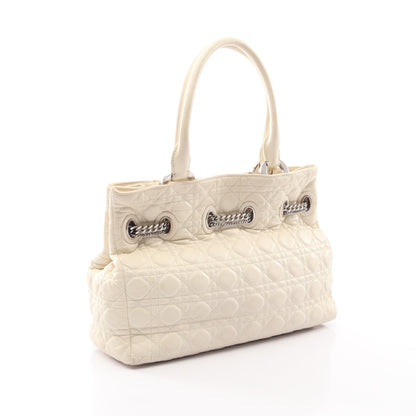 LADY DIOR レディディオール カナージュ ハンドバッグ トートバッグ レザー ホワイト クリスチャンディオール