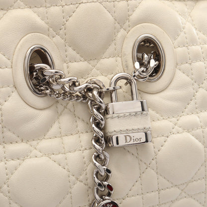 LADY DIOR レディディオール カナージュ ハンドバッグ トートバッグ レザー ホワイト クリスチャンディオール
