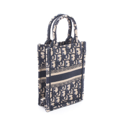 BOOK TOTE ブックトート バーティカルバッグ ミニ フォンバッグ 2WAY ハンドバッグ キャンバス ネイビー ベージュ クリスチャンディオール