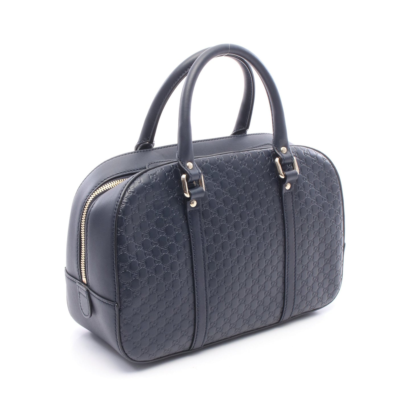 マイクログッチシマ 2WAY ハンドバッグ レザー ネイビー グッチ