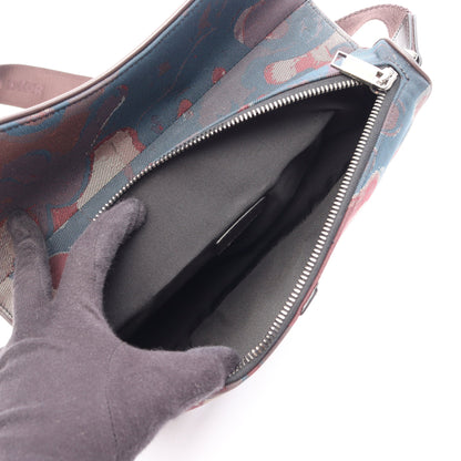 Christian Dior × PETER DOIG サドルバッグ ボディバッグ キャンバス レザー ダークブラウン マルチカラー クリスチャンディオール