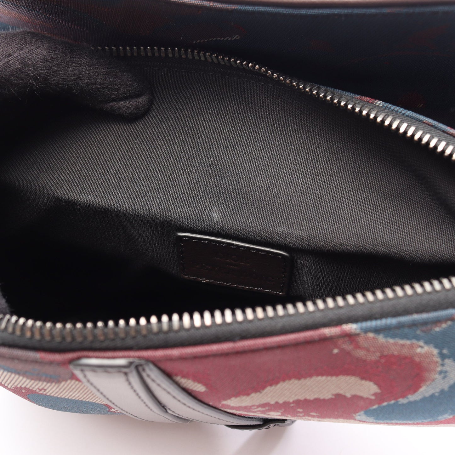 Christian Dior × PETER DOIG サドルバッグ ボディバッグ キャンバス レザー ダークブラウン マルチカラー クリスチャンディオール