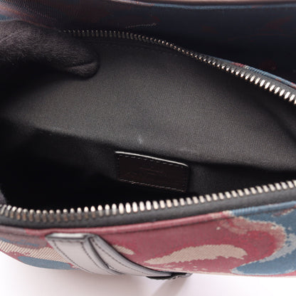 Christian Dior × PETER DOIG サドルバッグ ボディバッグ キャンバス レザー ダークブラウン マルチカラー クリスチャンディオール