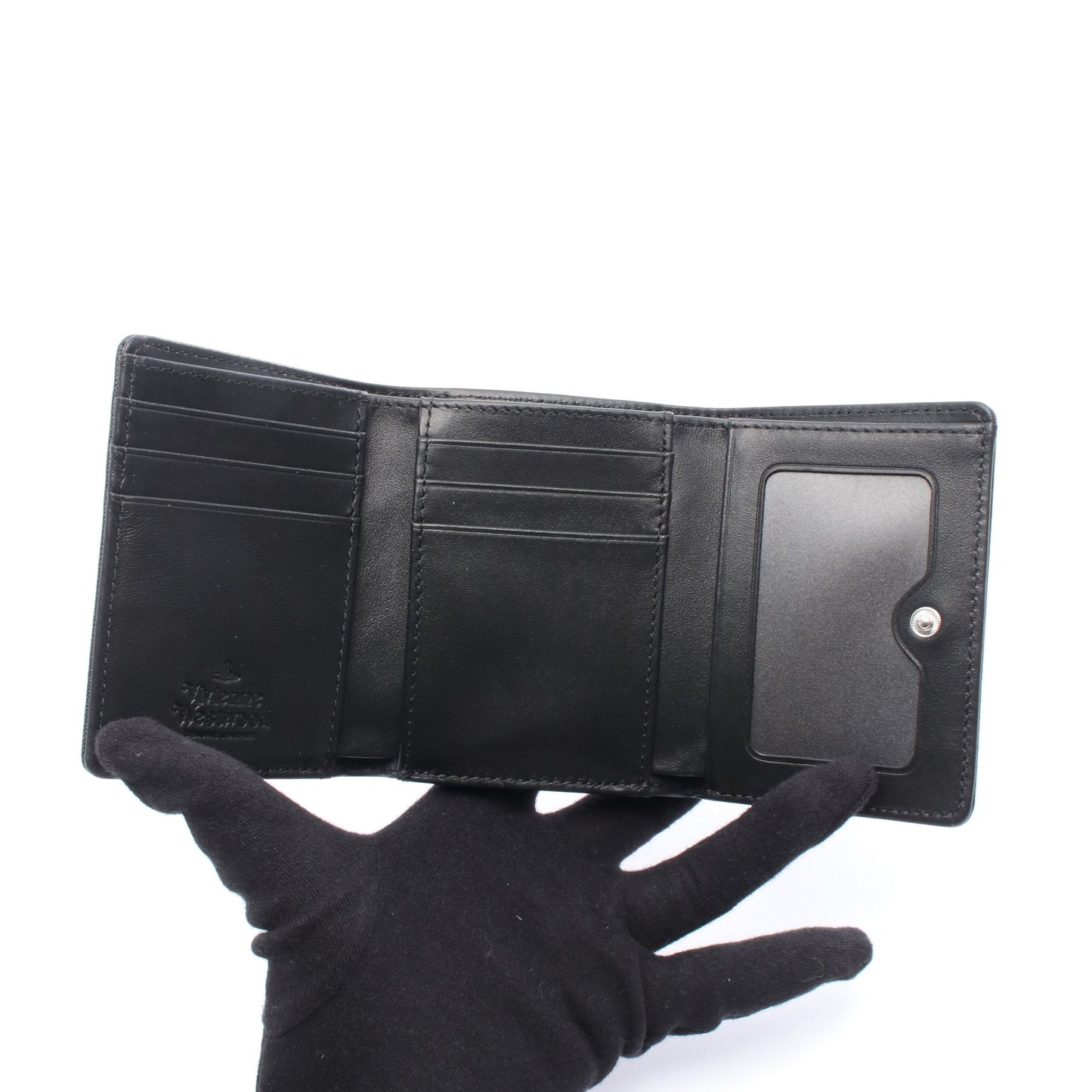 SMALL FRAME WALLET 三つ折り財布 レザー ブラック ヴィヴィアンウエストウッド