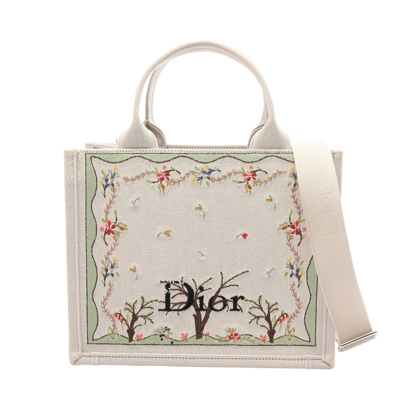 Dioramour ブックトート スモール 2WAY ハンドバッグ キャンバス アイボリー マルチカラー クリスチャンディオール