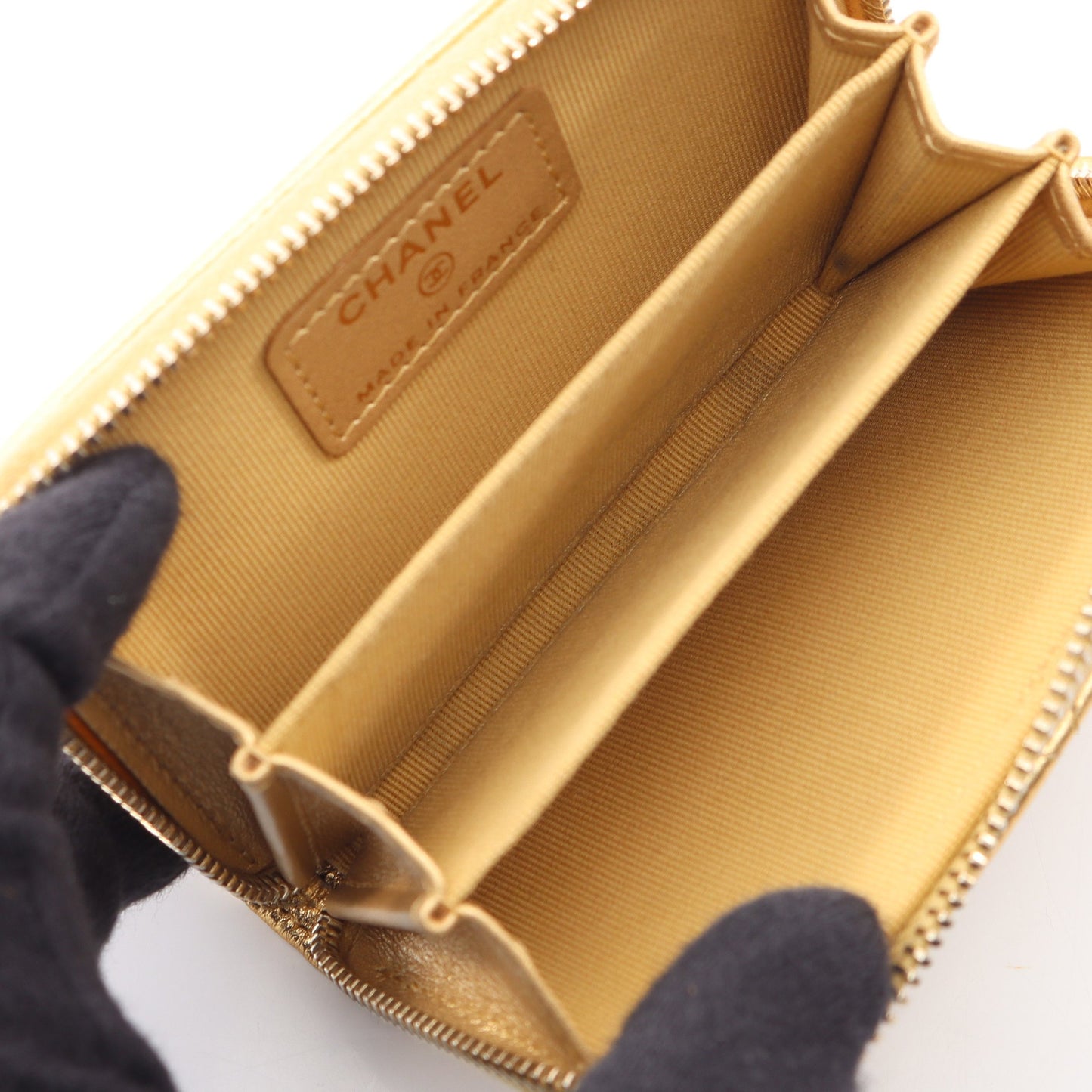 クラシック ジップ コインパース マトラッセ コインケース ソフトキャビアスキン ゴールド ゴールド金具 シャネル
