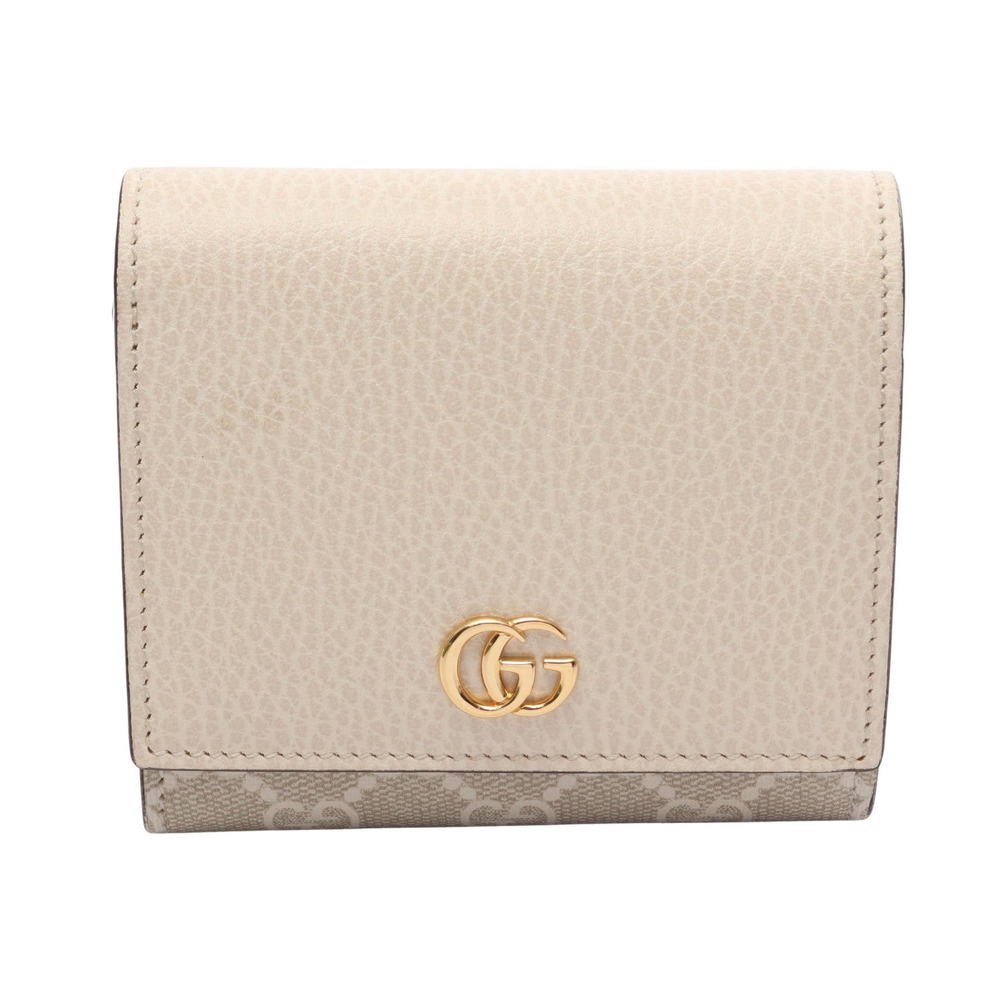 GGマーモント 二つ折り財布 PVC レザー ベージュ オフホワイト グッチ 財布・小物 GUCCI