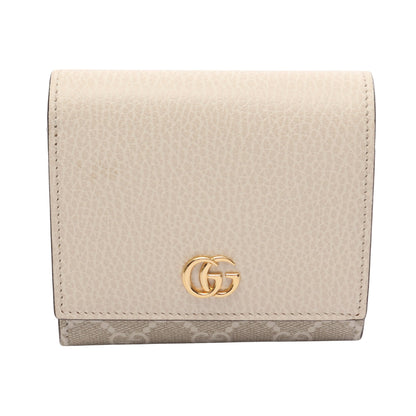 GGマーモント 二つ折り財布 PVC レザー ベージュ オフホワイト グッチ 財布・小物 GUCCI