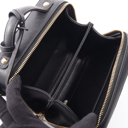 CCフィグリー スモール バニティバッグ 2WAY チェーンショルダーバッグ キャビアスキン ブラック ゴールド金具 シャネル