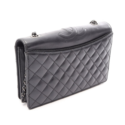 マトラッセ チェーンショルダーバッグ ラムスキン ブラック シルバー金具 シャネル バッグ CHANEL
