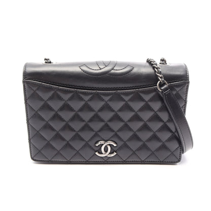 マトラッセ チェーンショルダーバッグ ラムスキン ブラック シルバー金具 シャネル バッグ CHANEL