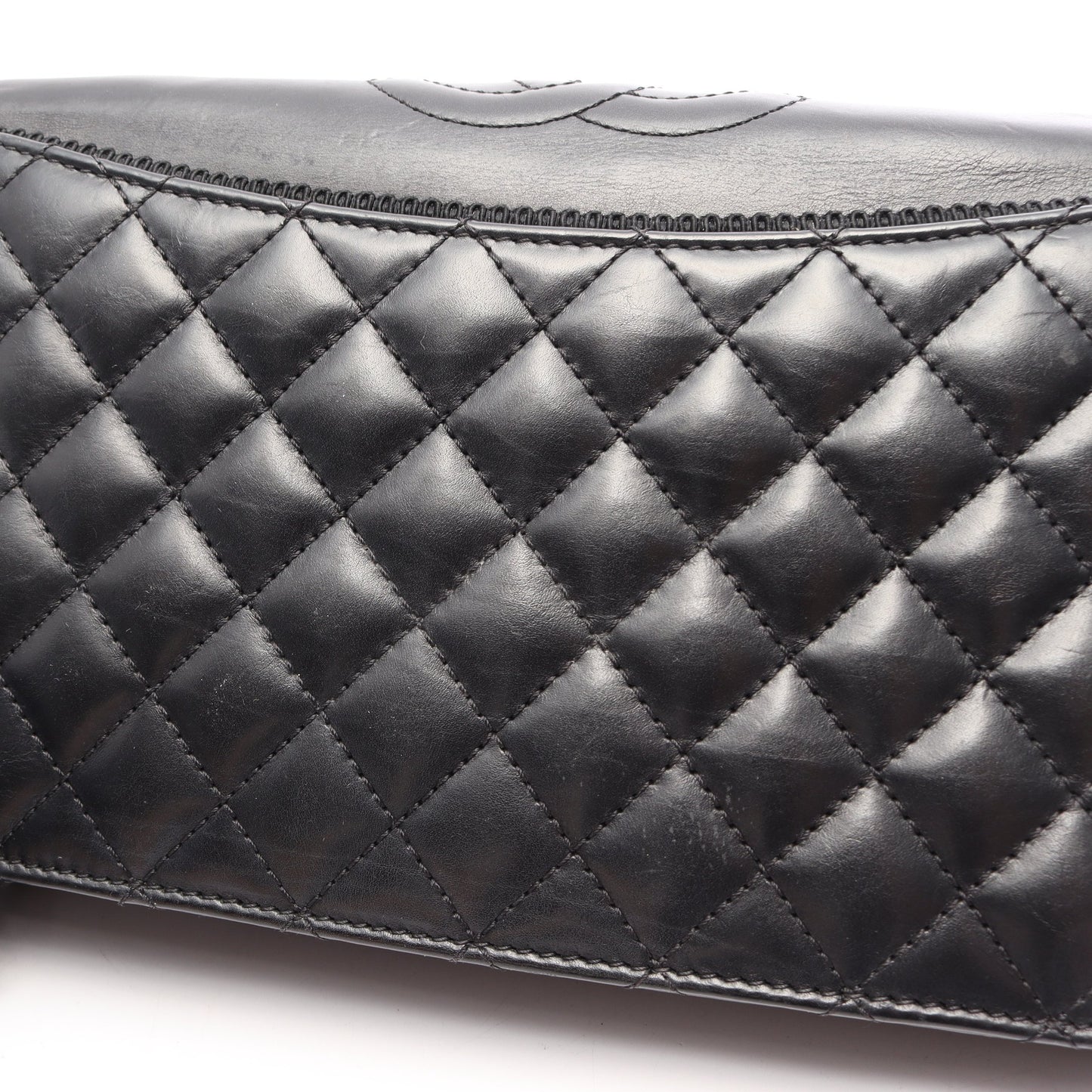 マトラッセ チェーンショルダーバッグ ラムスキン ブラック シルバー金具 シャネル バッグ CHANEL
