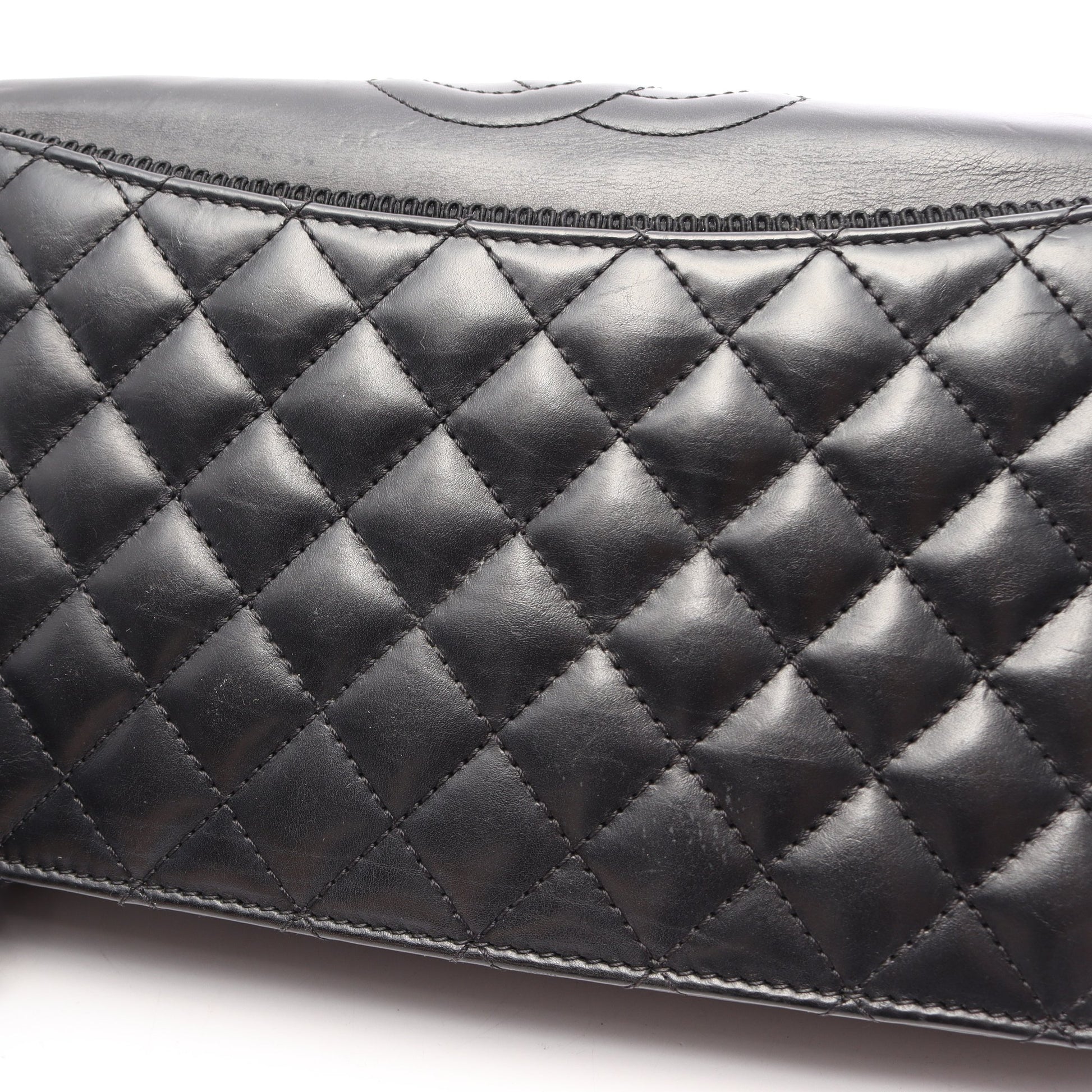 マトラッセ チェーンショルダーバッグ ラムスキン ブラック シルバー金具 シャネル バッグ CHANEL