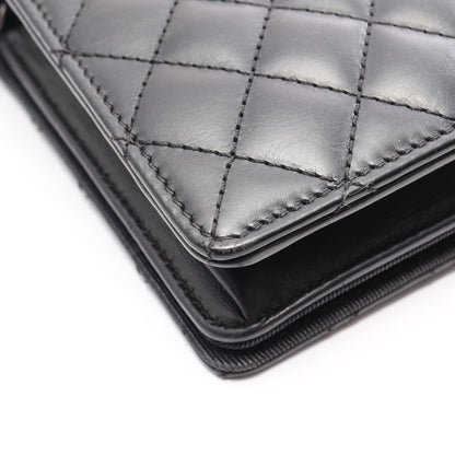 マトラッセ チェーンショルダーバッグ ラムスキン ブラック シルバー金具 シャネル バッグ CHANEL