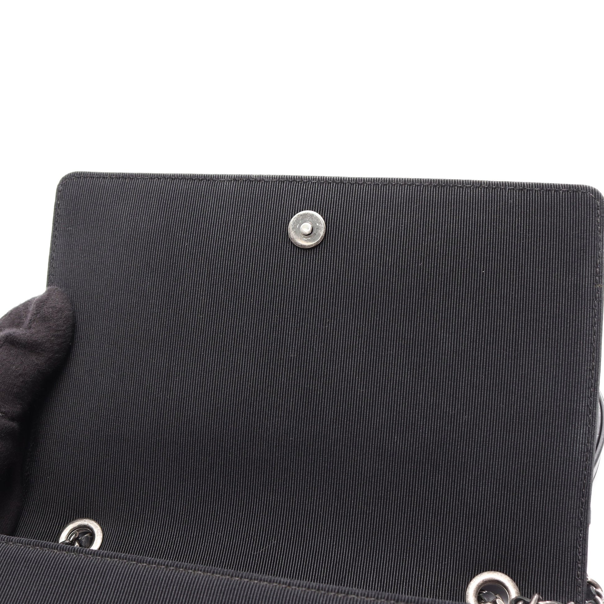 マトラッセ チェーンショルダーバッグ ラムスキン ブラック シルバー金具 シャネル バッグ CHANEL