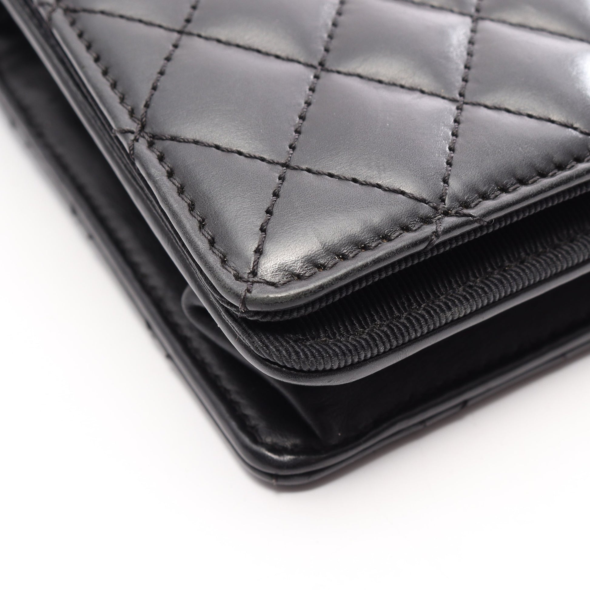 マトラッセ チェーンショルダーバッグ ラムスキン ブラック シルバー金具 シャネル バッグ CHANEL