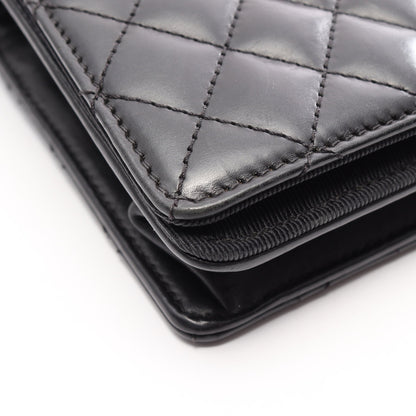 マトラッセ チェーンショルダーバッグ ラムスキン ブラック シルバー金具 シャネル バッグ CHANEL