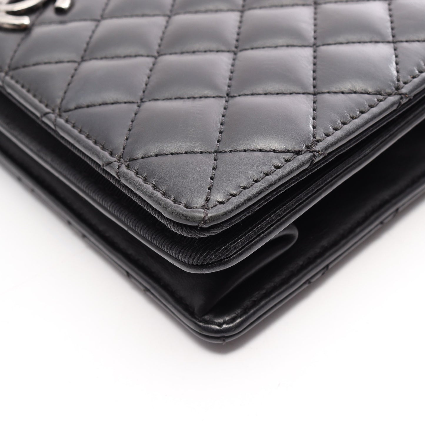 マトラッセ チェーンショルダーバッグ ラムスキン ブラック シルバー金具 シャネル バッグ CHANEL