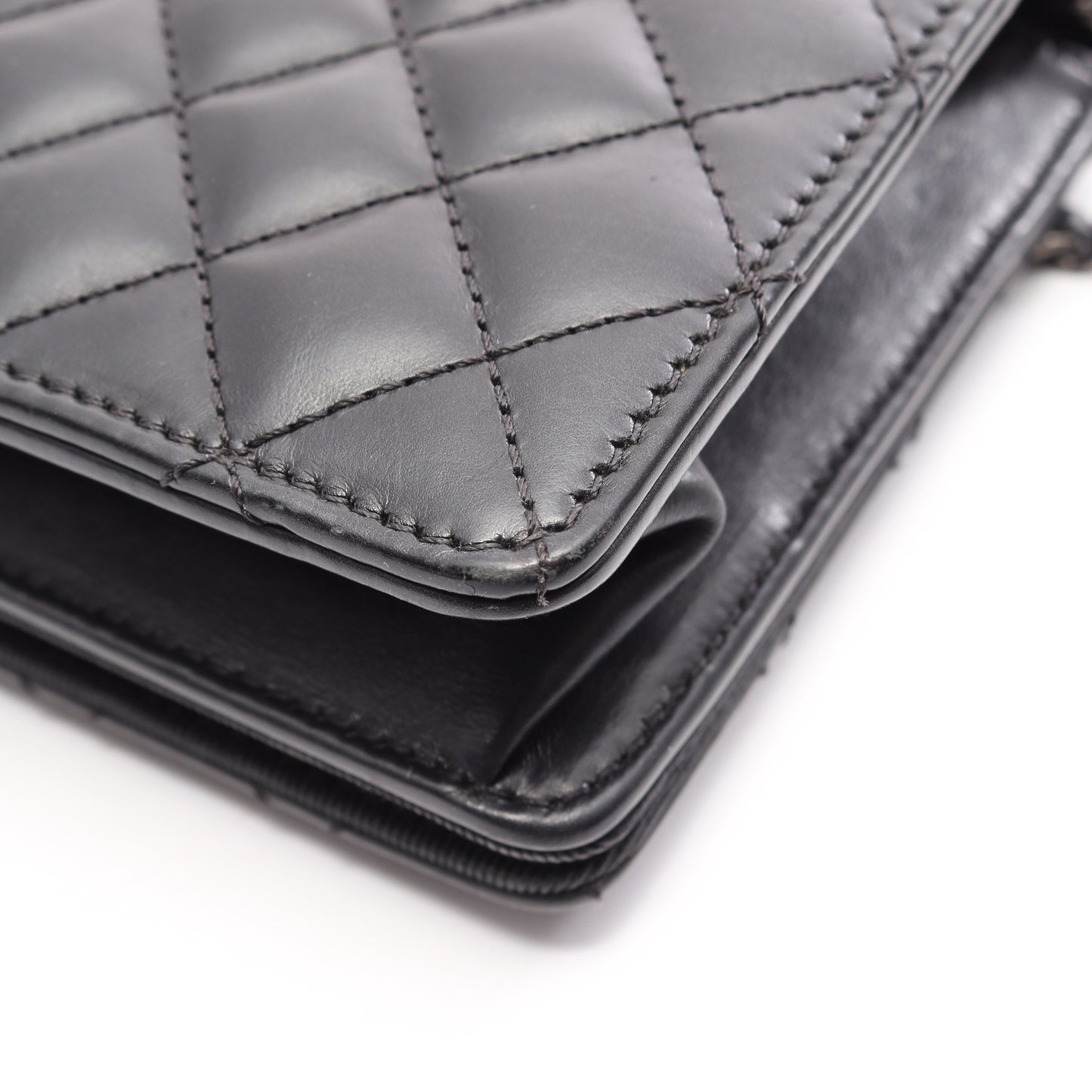 マトラッセ チェーンショルダーバッグ ラムスキン ブラック シルバー金具 シャネル バッグ CHANEL
