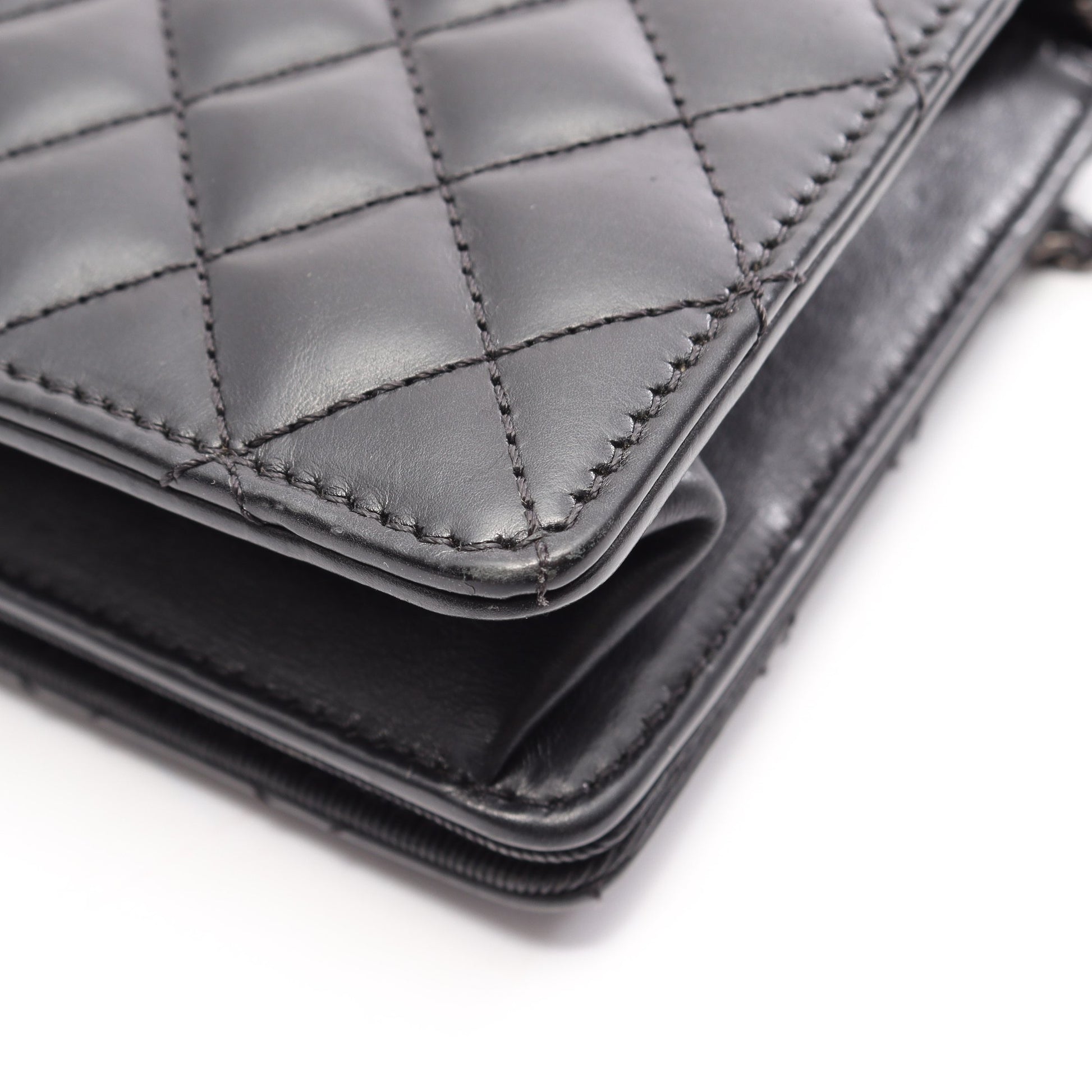 マトラッセ チェーンショルダーバッグ ラムスキン ブラック シルバー金具 シャネル バッグ CHANEL