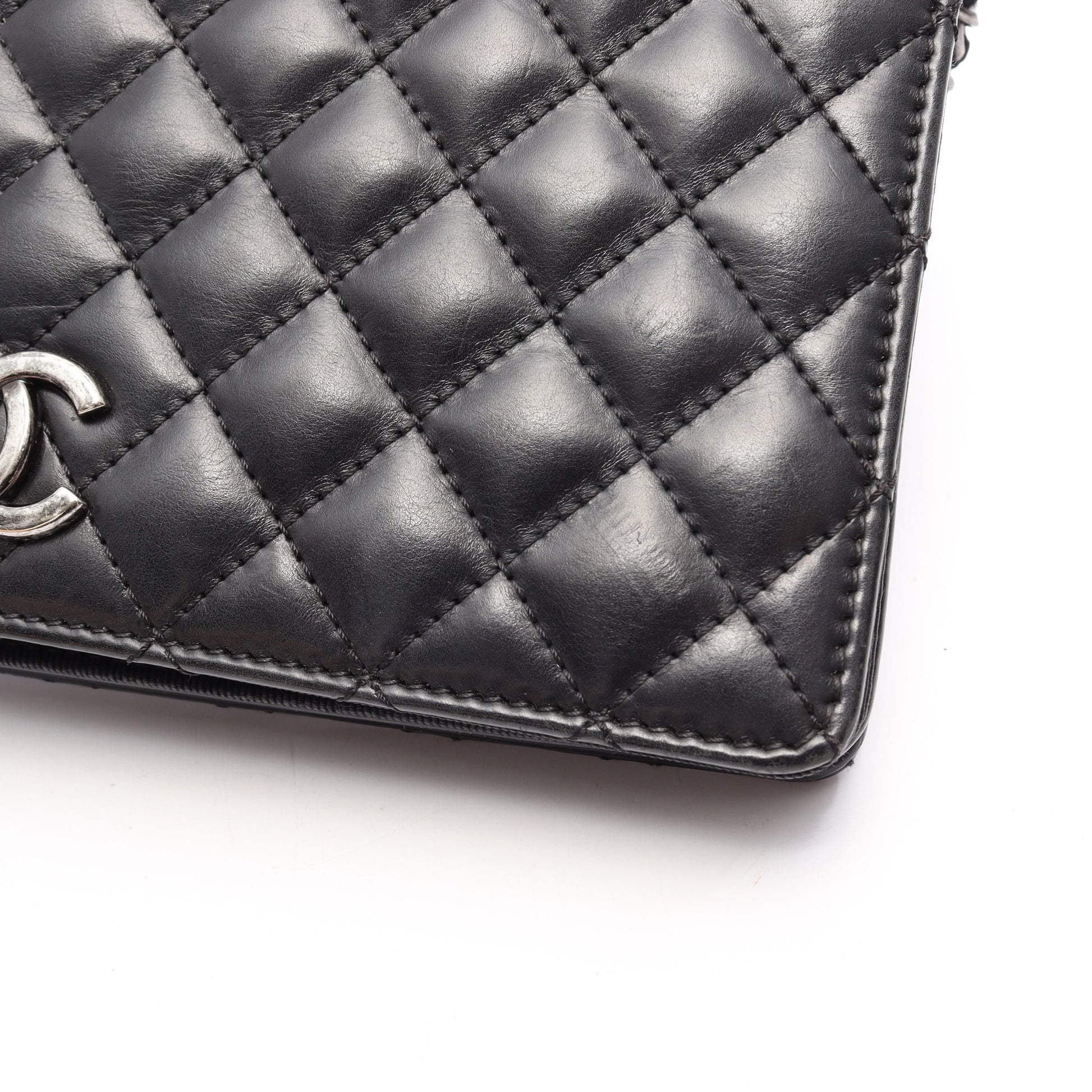 マトラッセ チェーンショルダーバッグ ラムスキン ブラック シルバー金具 シャネル バッグ CHANEL