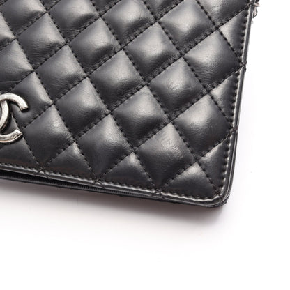 マトラッセ チェーンショルダーバッグ ラムスキン ブラック シルバー金具 シャネル バッグ CHANEL