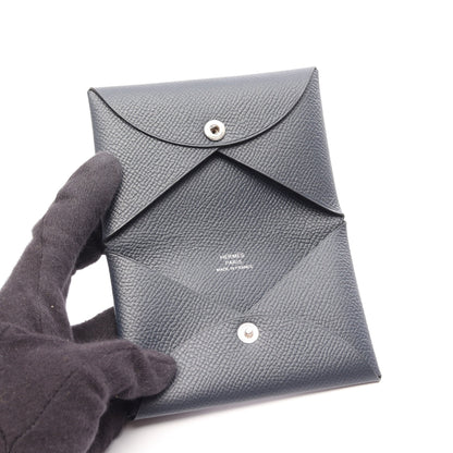 カルヴィ ブルーニュイ コインケース ヴォーエプソン ネイビー シルバー金具 U刻印 エルメス