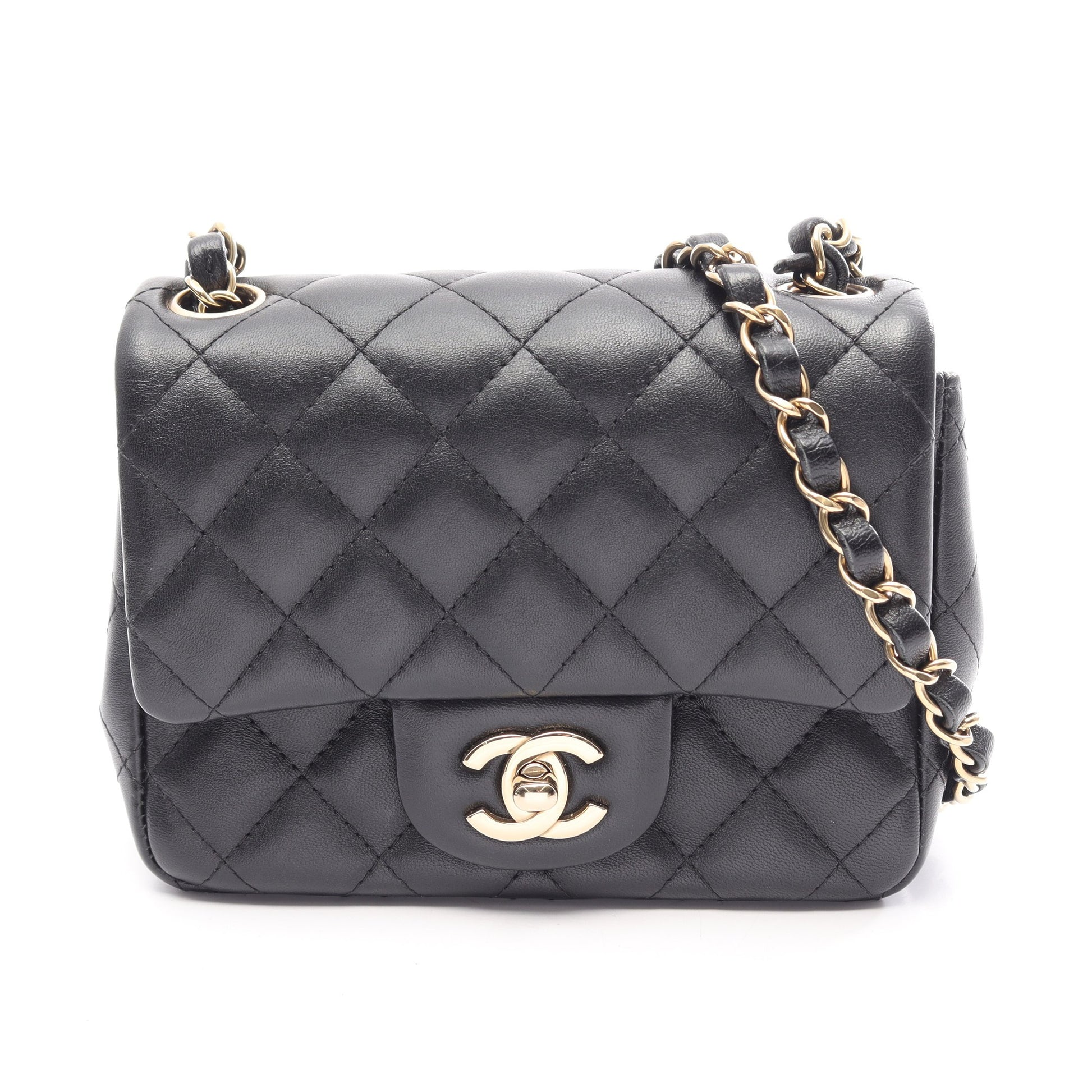 ミニマトラッセ チェーンショルダーバッグ ラムスキン ブラック ゴールド金具 シャネル バッグ CHANEL