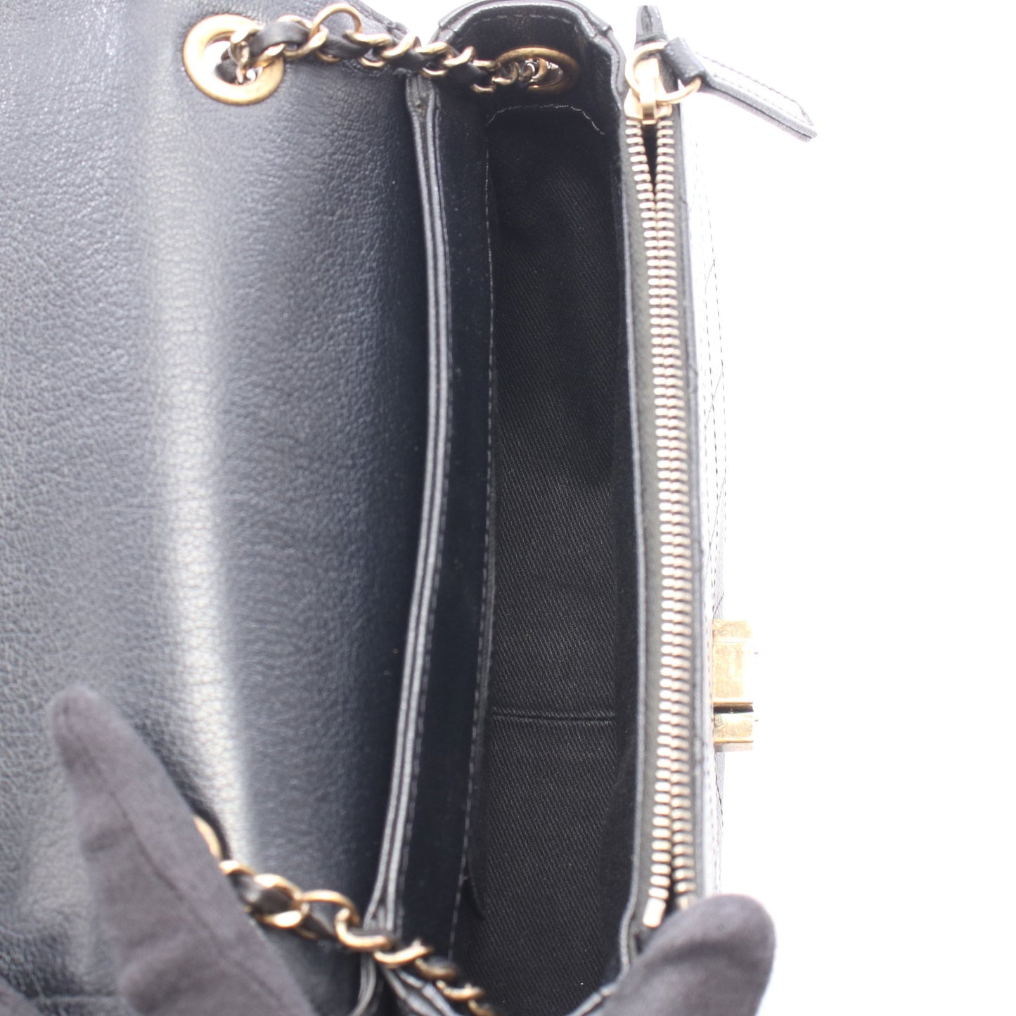 マトラッセ 2WAY チェーンショルダーバッグ レザー ブラック ゴールド金具 シャネル