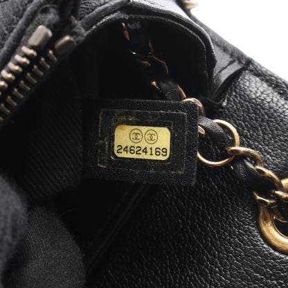 マトラッセ 2WAY チェーンショルダーバッグ レザー ブラック ゴールド金具 シャネル