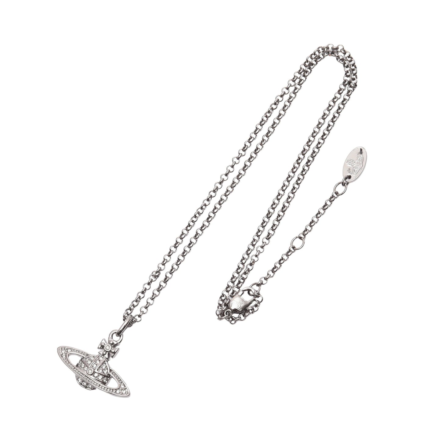 MINI BAS RELIEF PENDANT ネックレス ラインストーン シルバー クリア ヴィヴィアンウエストウッド