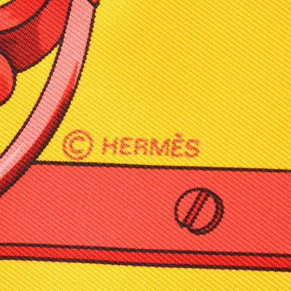 カレ90 Mors et Gourmettes スカーフ シルク オレンジイエロー レッド マルチカラー エルメス 財布・小物 HERMES