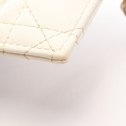 LADY DIOR レディディオール カナージュ カードケース レザー オフホワイト シャンパンゴールド クリスチャンディオール