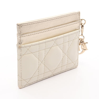 LADY DIOR レディディオール カナージュ カードケース レザー オフホワイト シャンパンゴールド クリスチャンディオール