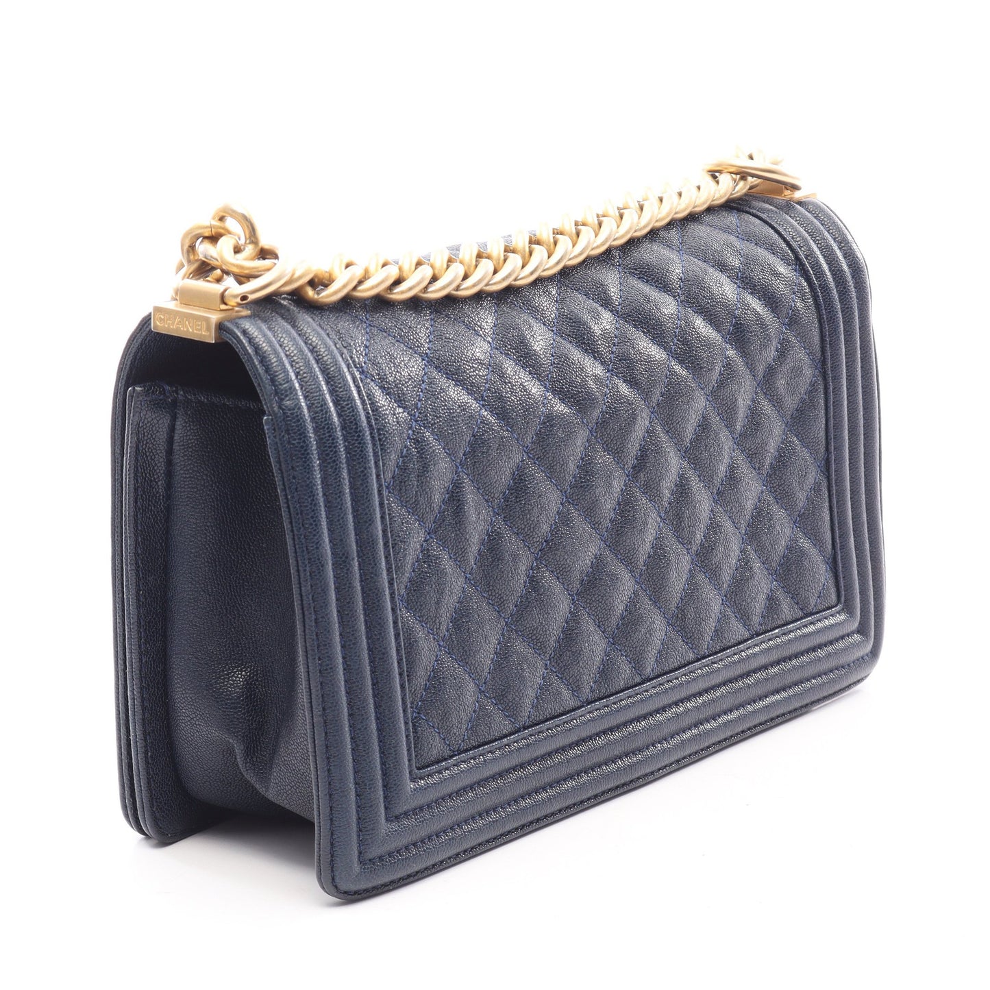 ボーイシャネル チェーンショルダーバッグ キャビアスキン ネイビー ゴールド金具 シャネル バッグ CHANEL