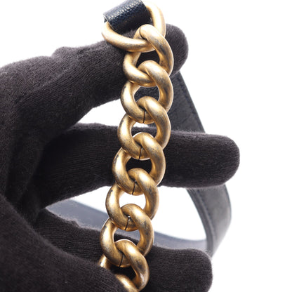 ボーイシャネル チェーンショルダーバッグ キャビアスキン ネイビー ゴールド金具 シャネル バッグ CHANEL