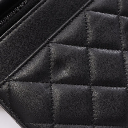 マトラッセ チェーンウォレット ラムスキン ブラック シルバー金具 シャネル