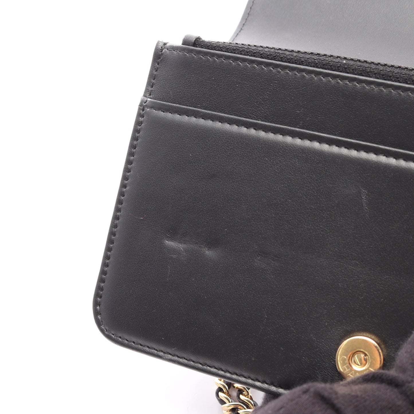 マトラッセ チェーンウォレット キャビアスキン ブラック ゴールド金具 シャネル