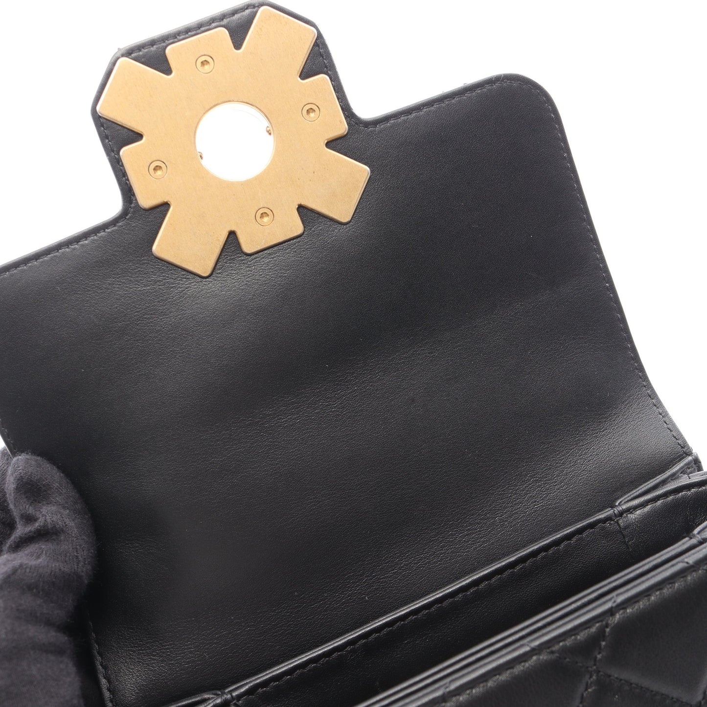 マトラッセ 2WAY チェーンショルダーバッグ ラムスキン ブラック ゴールド金具 シャネル