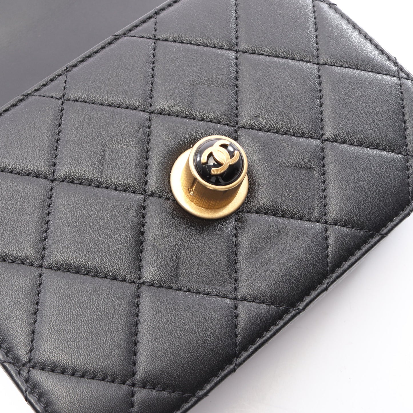 マトラッセ 2WAY チェーンショルダーバッグ ラムスキン ブラック ゴールド金具 シャネル