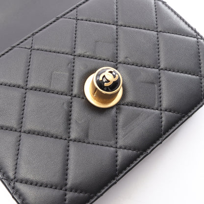 マトラッセ 2WAY チェーンショルダーバッグ ラムスキン ブラック ゴールド金具 シャネル