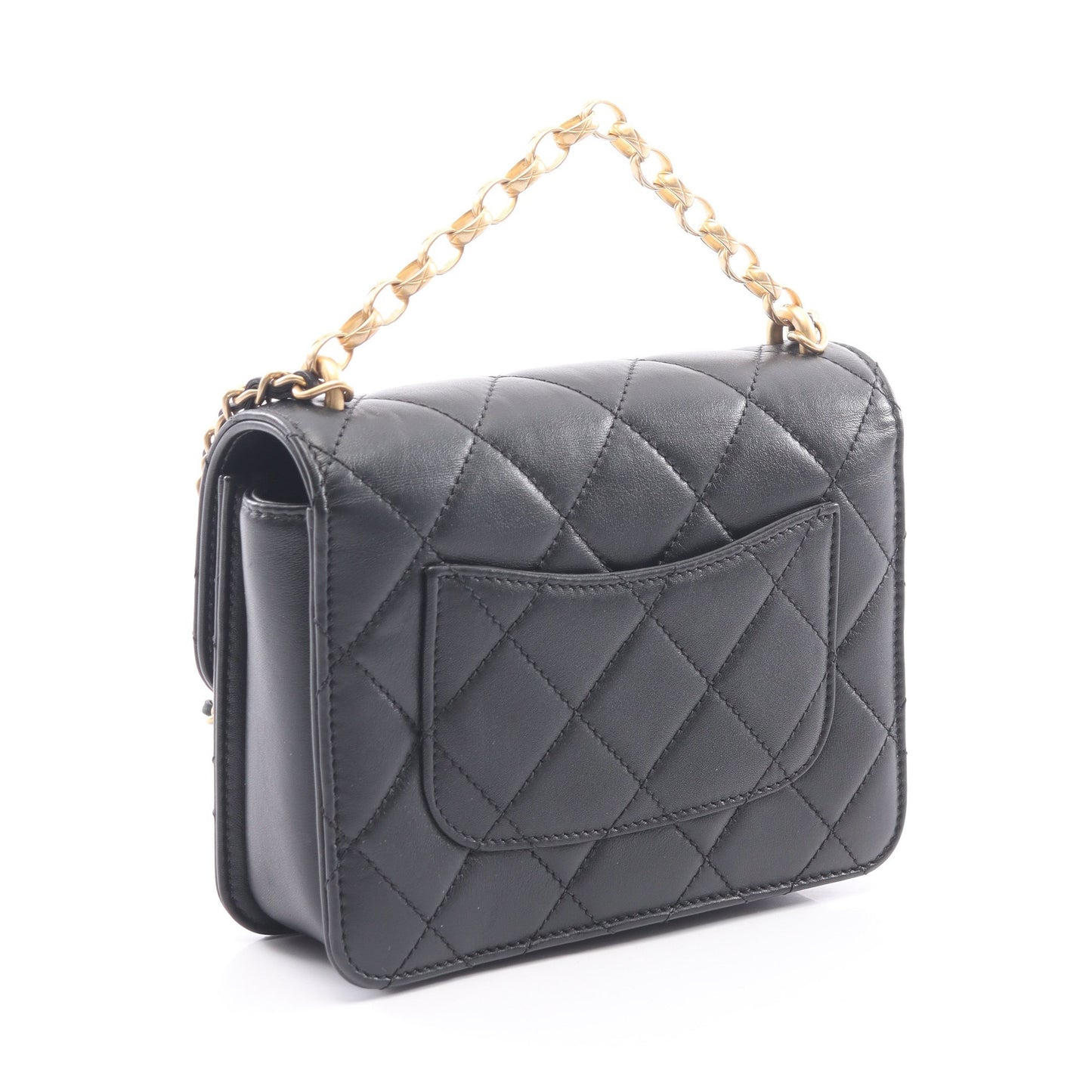 マトラッセ 2WAY チェーンショルダーバッグ ラムスキン ブラック ゴールド金具 シャネル