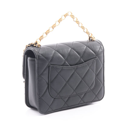マトラッセ 2WAY チェーンショルダーバッグ ラムスキン ブラック ゴールド金具 シャネル