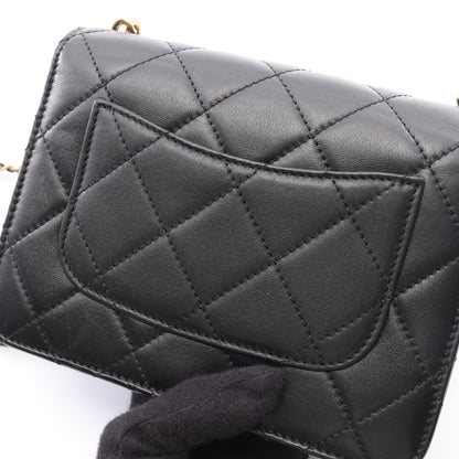 マトラッセ 2WAY チェーンショルダーバッグ ラムスキン ブラック ゴールド金具 シャネル