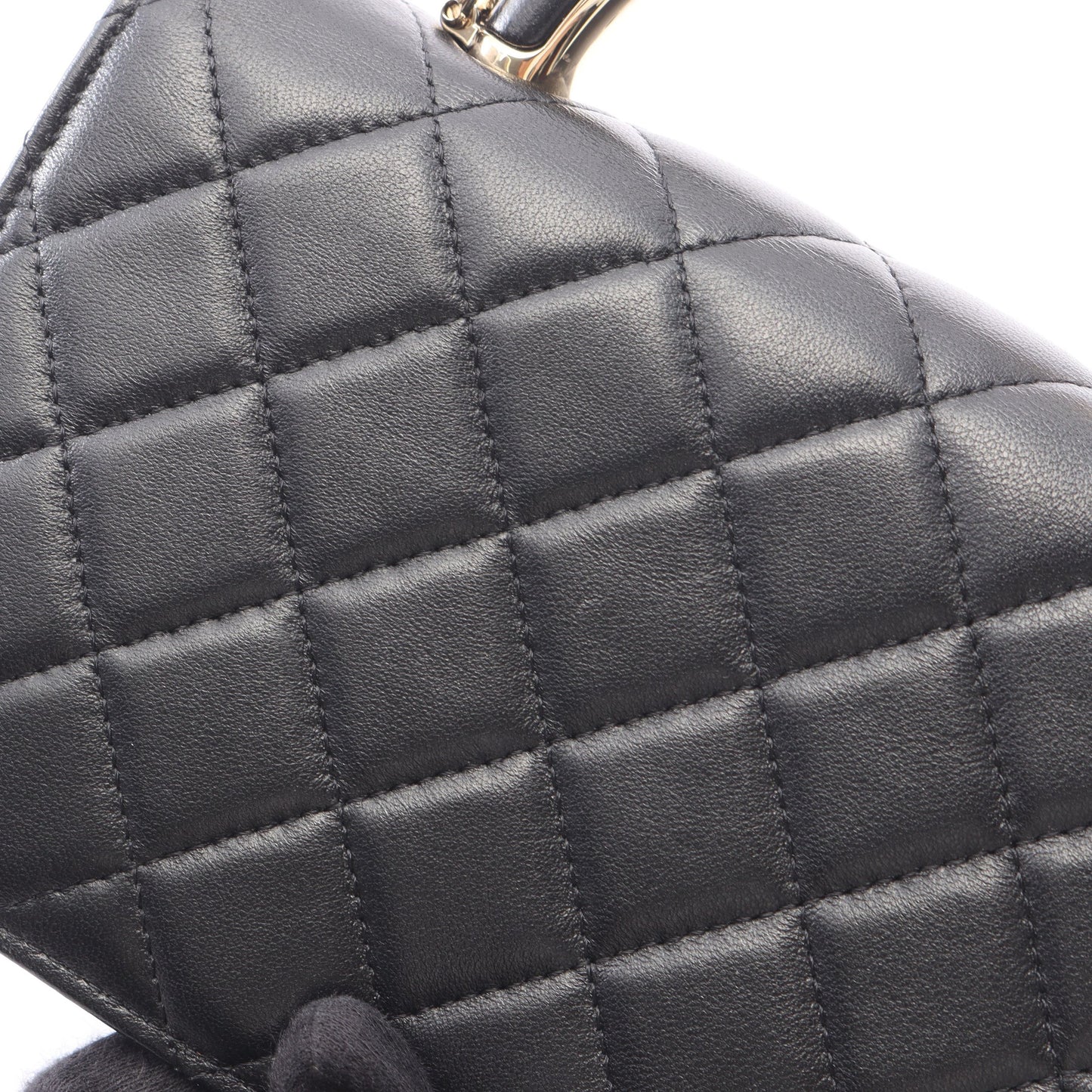 マトラッセ トップハンドル 2WAY ショルダーバッグ チェーンショルダーバッグ ラムスキン ブラック ゴールド金具 シャネル