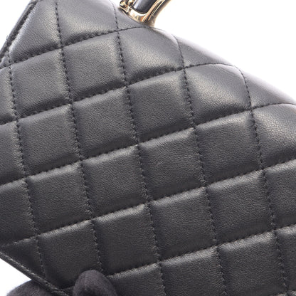 マトラッセ トップハンドル 2WAY ショルダーバッグ チェーンショルダーバッグ ラムスキン ブラック ゴールド金具 シャネル
