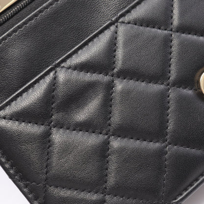 マトラッセ トップハンドル 2WAY ショルダーバッグ チェーンショルダーバッグ ラムスキン ブラック ゴールド金具 シャネル